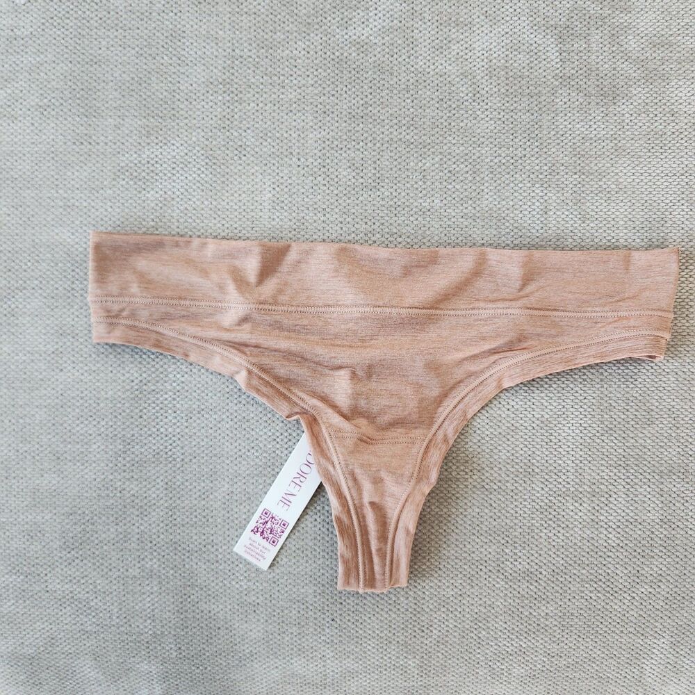 Adore Me Small Beige Thong Panty NWT